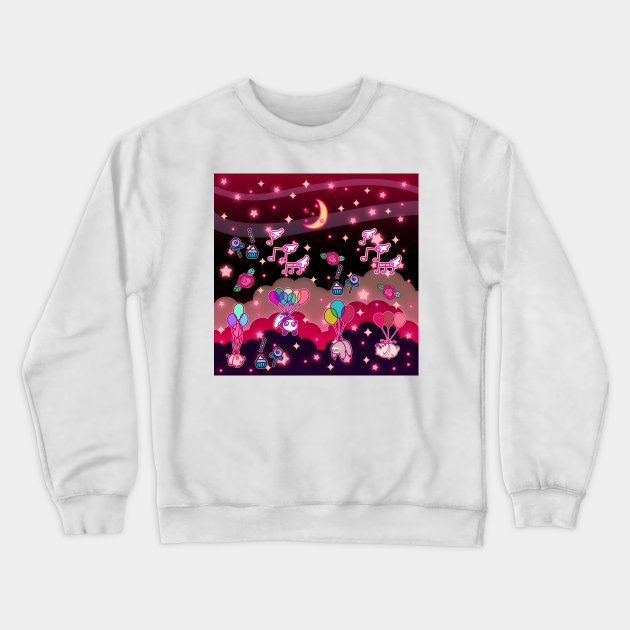 Animals Balloons and Night Sky Crewneck Sweatshirt by saradaboru